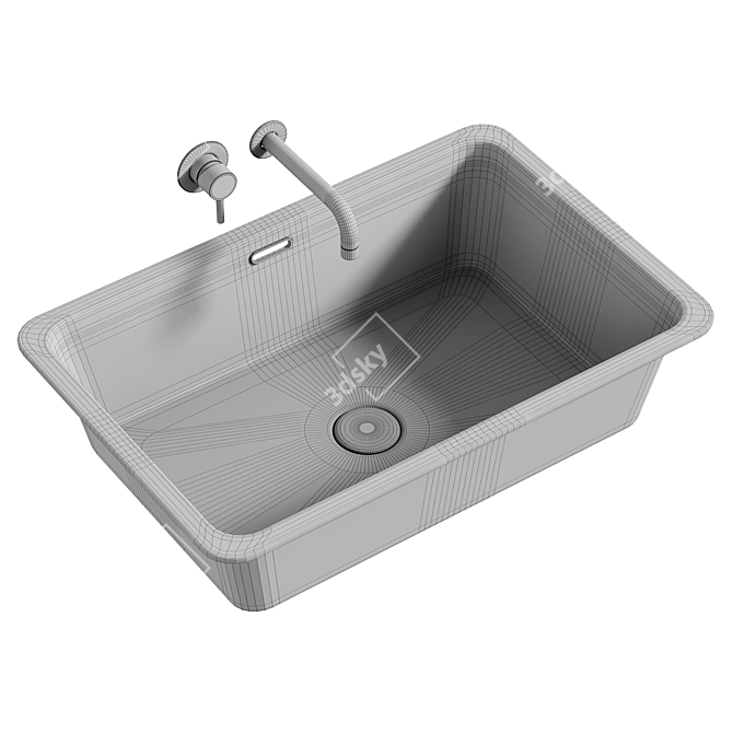 Modern Cube Sink BOND 3D model image 4