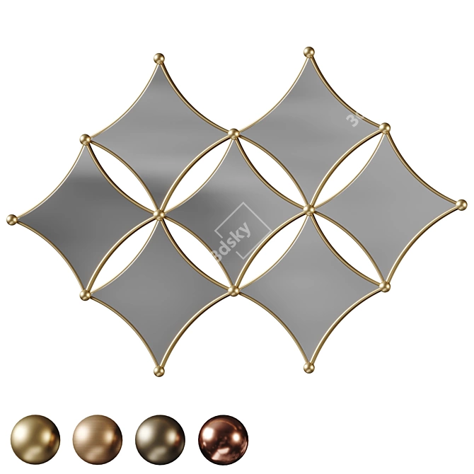 Geometric Gold Rhombus Mirror 3D model image 1