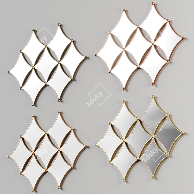 Geometric Gold Rhombus Mirror 3D model image 4