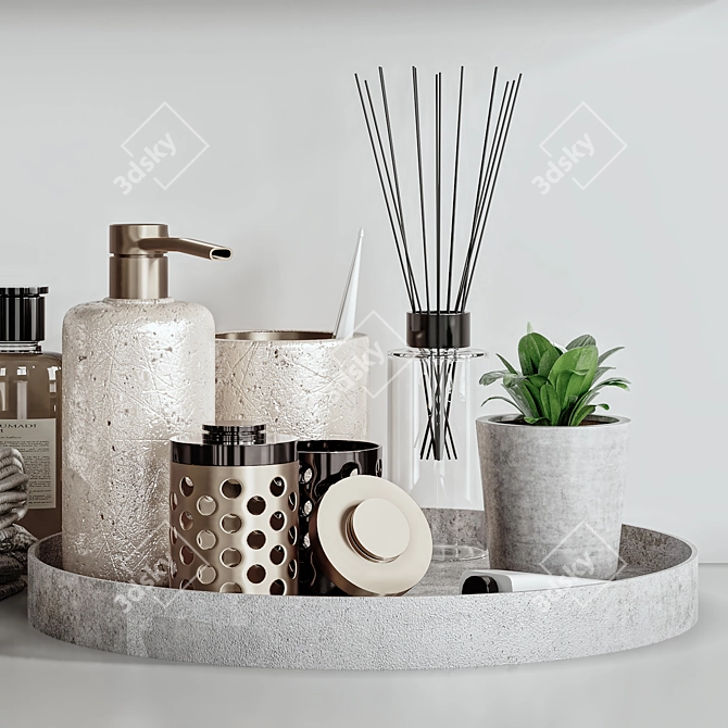 Modern Bathroom Accessories Set 3D model image 2