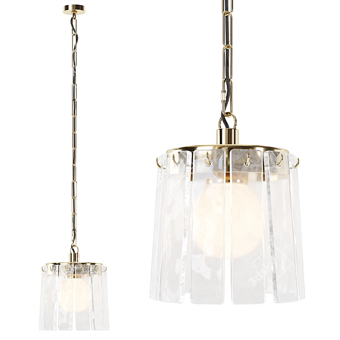 Frosted Glass Crystal Pendant Light 3D model image 5