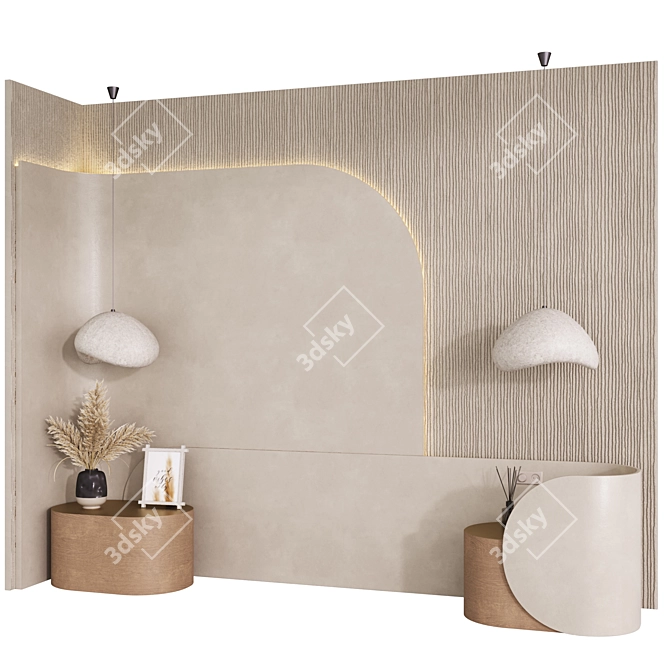 Modern Headboard Set with Lighting 3D model image 2