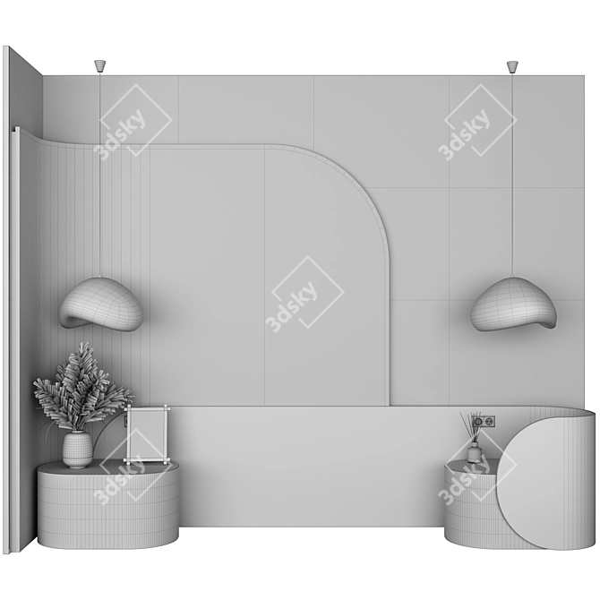 Modern Headboard Set with Lighting 3D model image 5