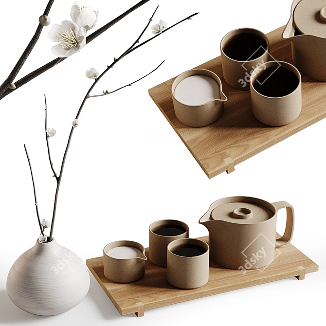 Japanese Style Decor Set "Hasami 3D model image 1