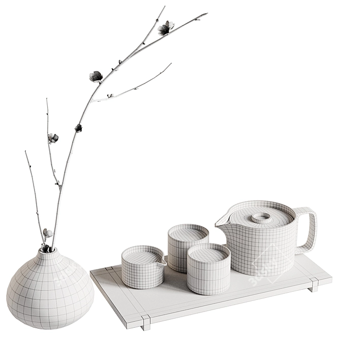 Japanese Style Decor Set "Hasami 3D model image 7