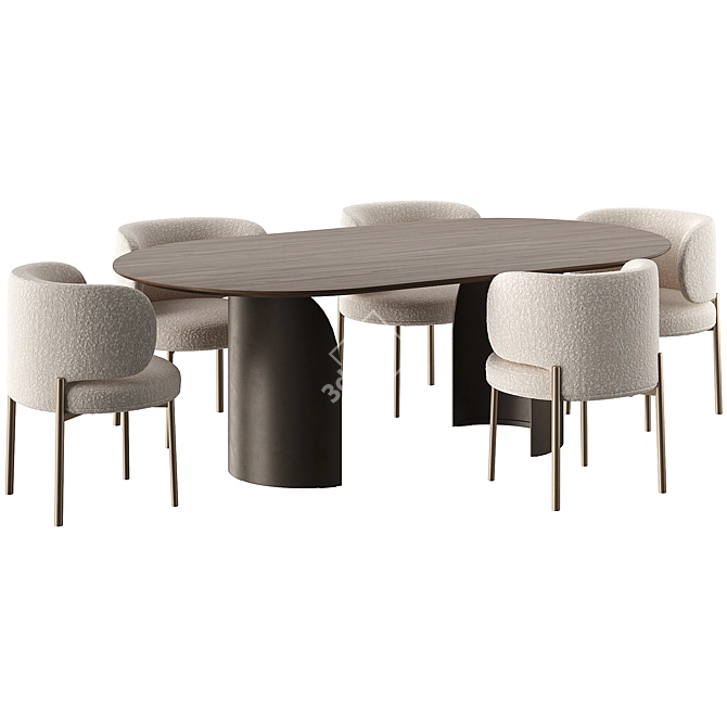 Modern VIDA Table and Akiko Chair 3D model image 1