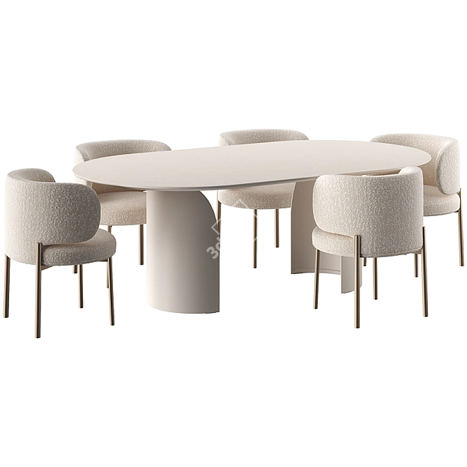 Modern VIDA Table and Akiko Chair 3D model image 3