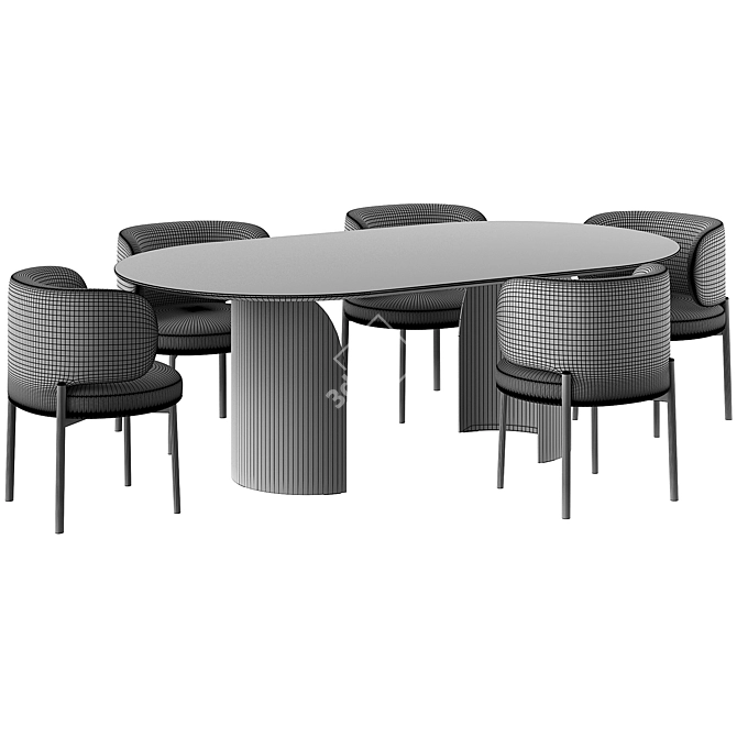 Modern VIDA Table and Akiko Chair 3D model image 7