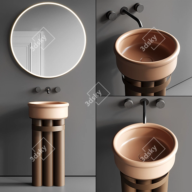 Brera Ceramic Vanity Set 3D model image 1