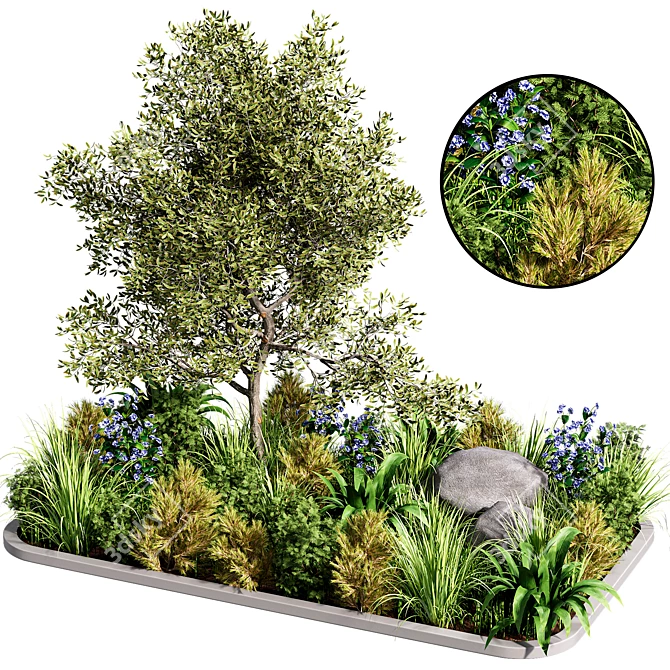 Outdoor Garden Flowerbed 3D Model 3D model image 1