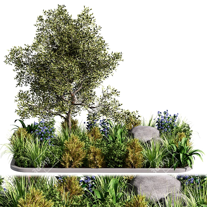 Outdoor Garden Flowerbed 3D Model 3D model image 2