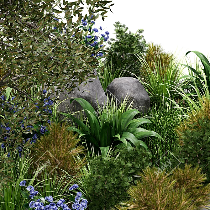 Outdoor Garden Flowerbed 3D Model 3D model image 4