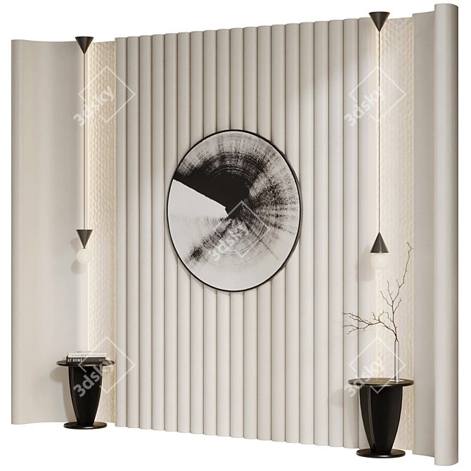 Monochrome Composition Wall Panel 3D model image 3