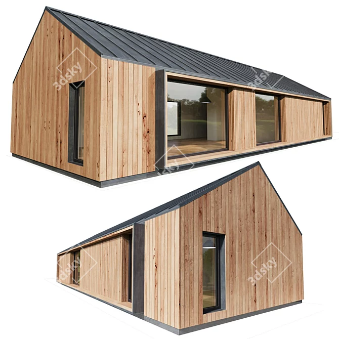 Mini Home Model with Doors 3D model image 6