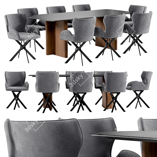 Elegant Dining Chair & Table 3D model image 1