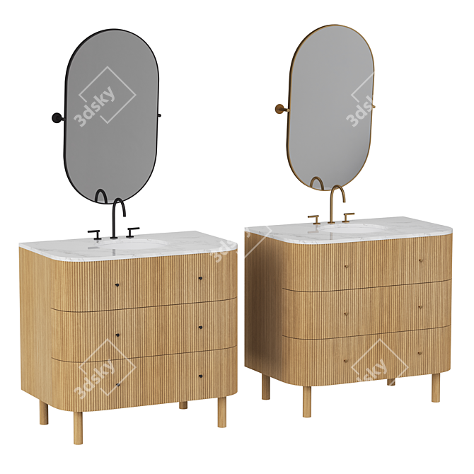 Modern Bathroom Vanity Set with Marble Countertop 3D model image 2