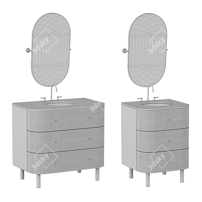 Modern Bathroom Vanity Set with Marble Countertop 3D model image 7