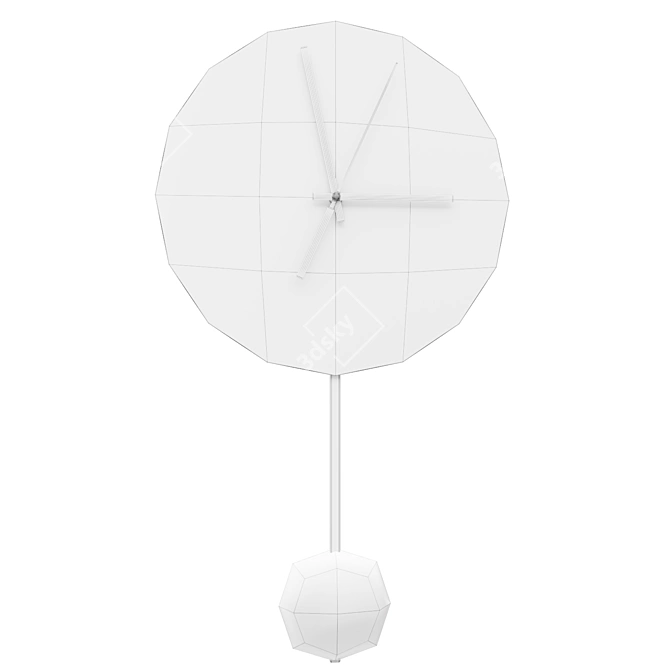 Mid-Century Brass Pendulum Wall Clock 3D model image 2