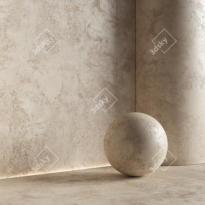 Travertine Stone Texture Set. 3D model image 2