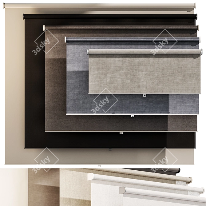 Modern Grey Roller Blind Kit 3D model image 3