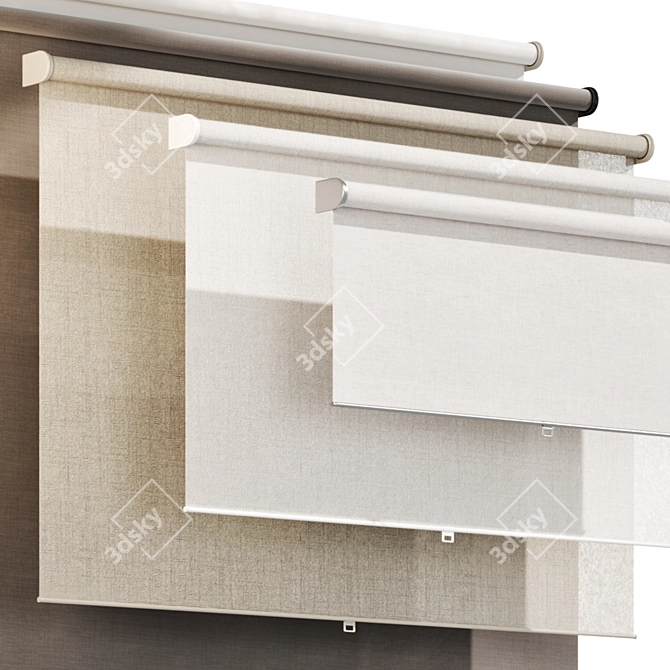 Modern Grey Roller Blind Kit 3D model image 5