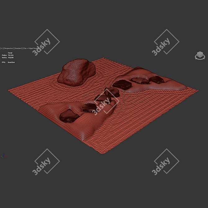 Japanese Zen Garden Rock 05 3D model image 7