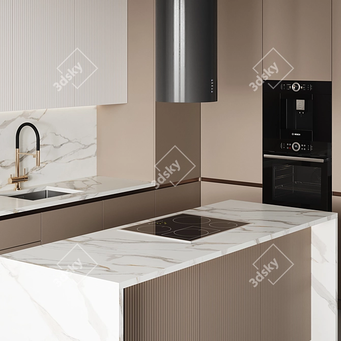 Customizable Modern Kitchen 3D Model 3D model image 3