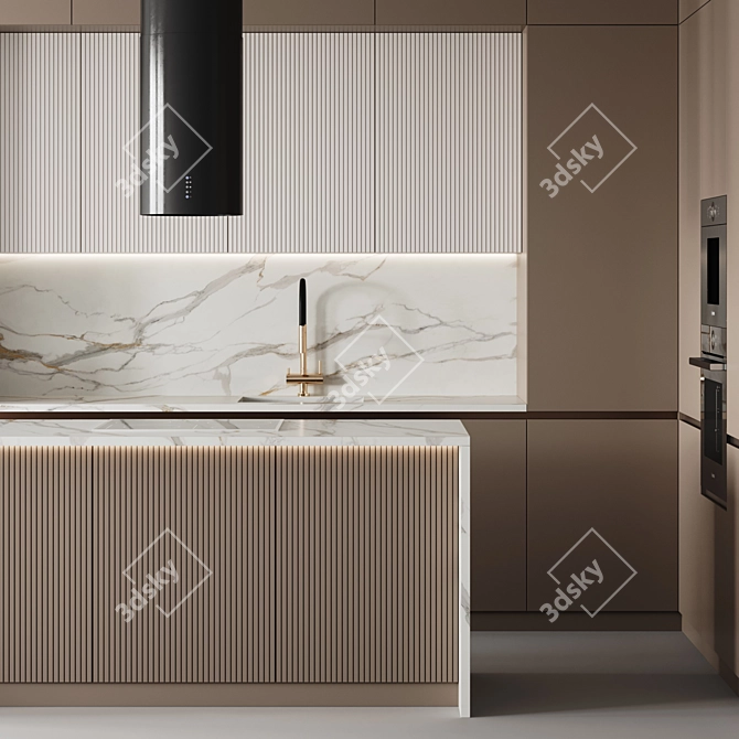 Customizable Modern Kitchen 3D Model 3D model image 4