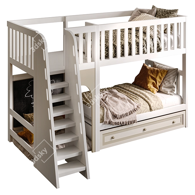 Kids Loft Bed with Play Area 3D model image 3