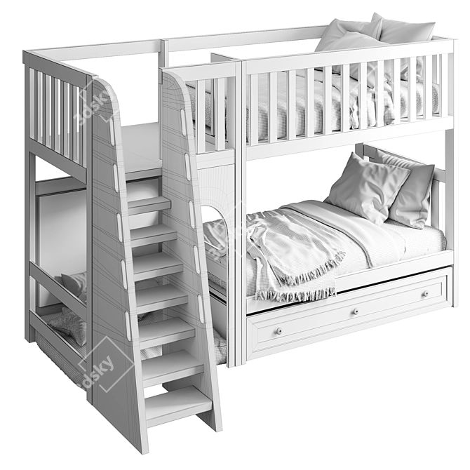 Kids Loft Bed with Play Area 3D model image 5