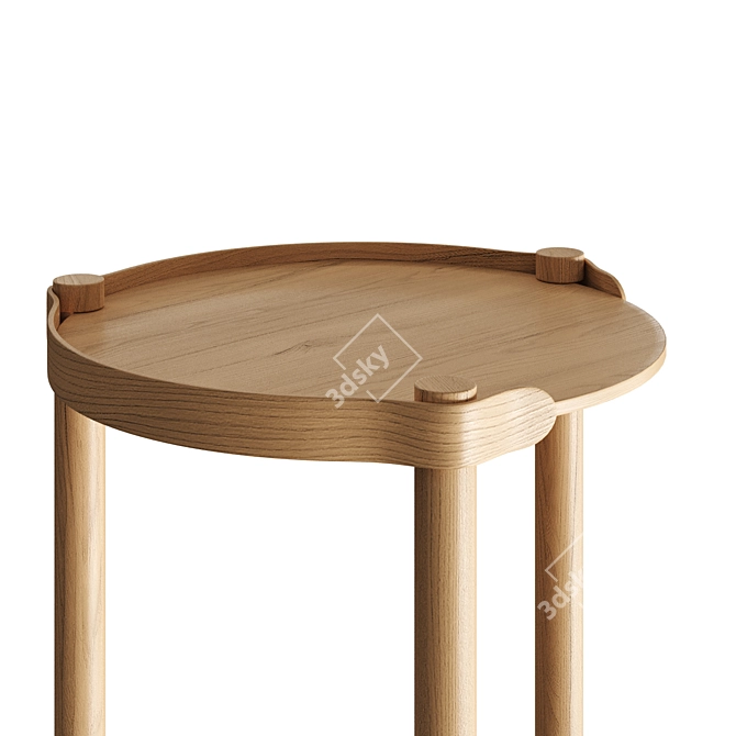 Woody Oak Round Side Table 3D model image 3