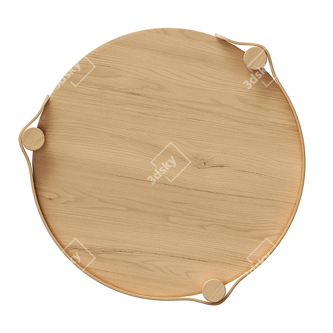 Woody Oak Round Side Table 3D model image 4