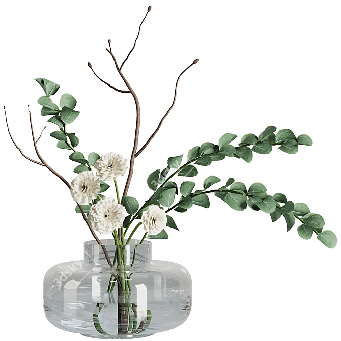 Elegant Blooms Bouquet Set 3D model image 1