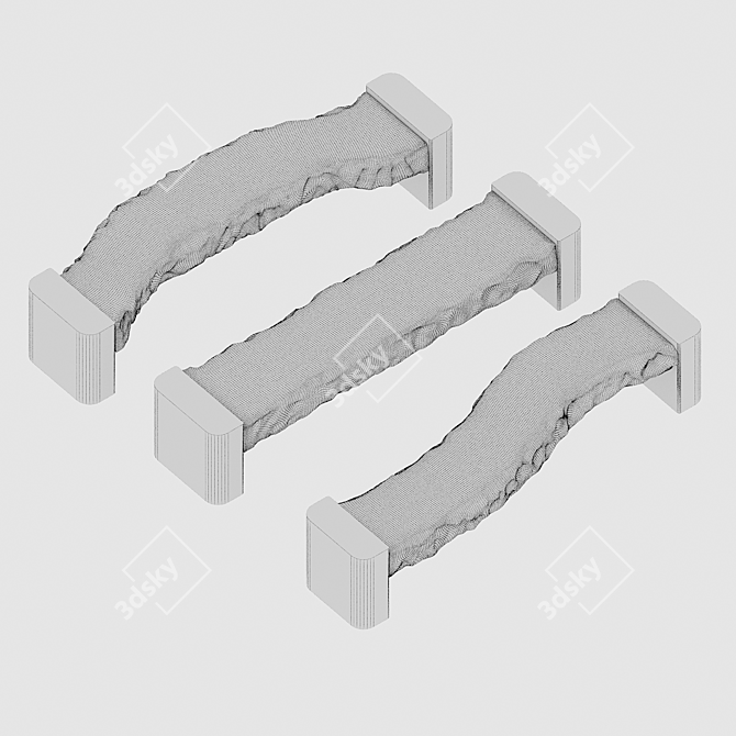 Stone Park Bench 2000mm Corona 3D model image 3