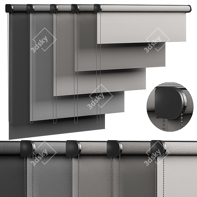 Modern Roller Blinds Collection 3D model image 2