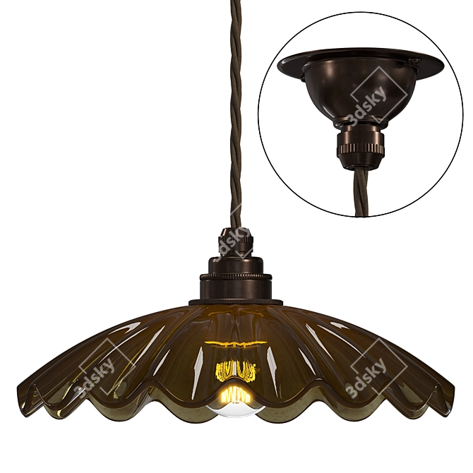 Vintage Frilly Glass Pendant Light 3D model image 1