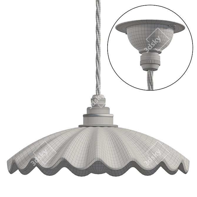 Vintage Frilly Glass Pendant Light 3D model image 2