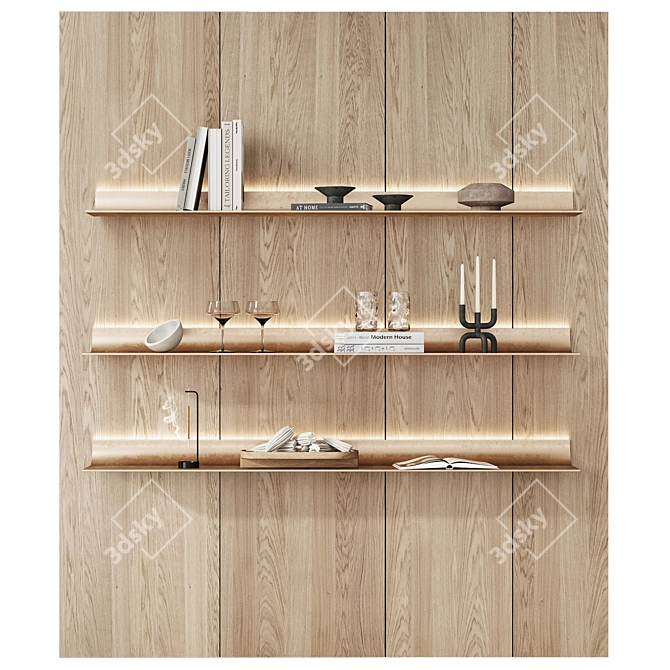 Industrial-Style Hanging Metal Shelves 3D model image 1