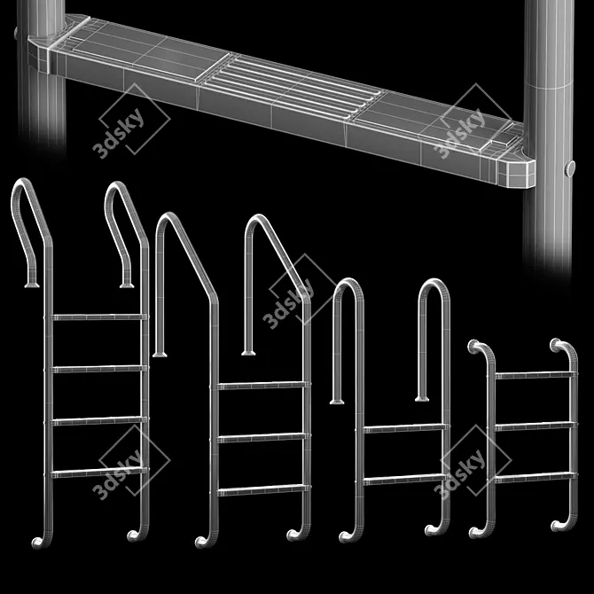 Swimming Pool Ladders Variety 3D model image 6