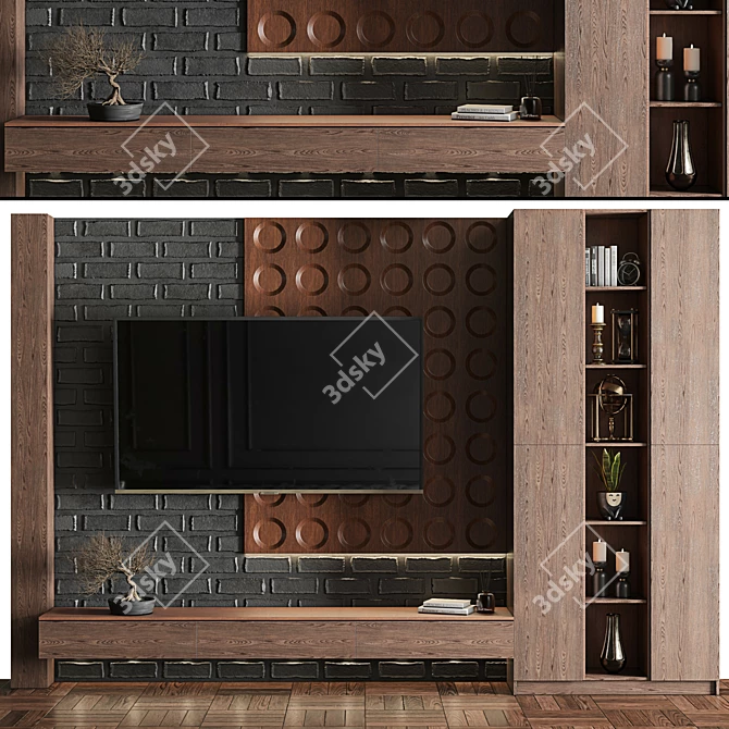 Modern TV Wall Decor Set 3D model image 1