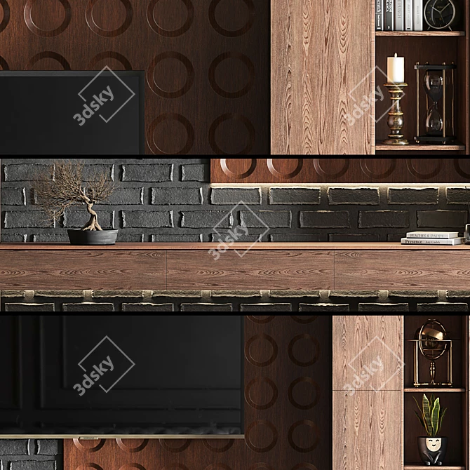 Modern TV Wall Decor Set 3D model image 2