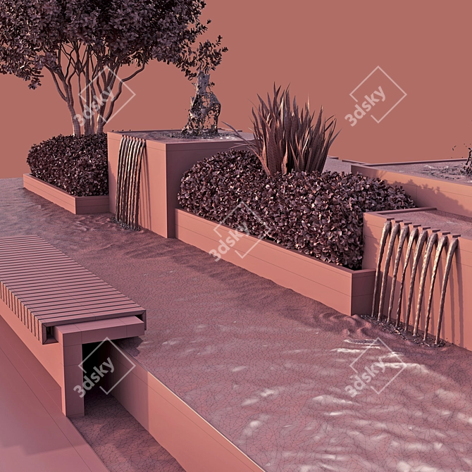 Aquatic Oasis Sculpture with Fish 3D model image 5