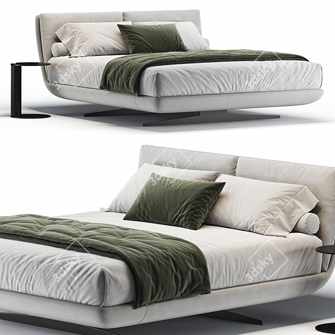 Modern Stylish Biggie Bed Frame 3D model image 1