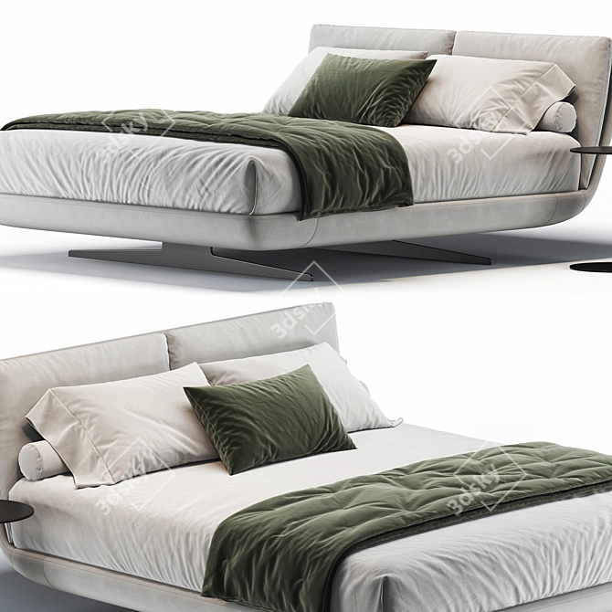 Modern Stylish Biggie Bed Frame 3D model image 2