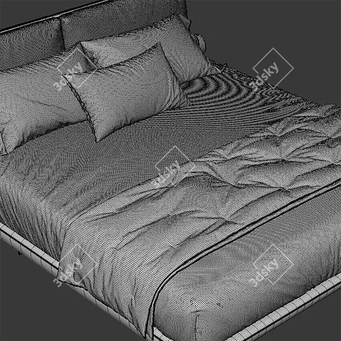 Modern Stylish Biggie Bed Frame 3D model image 4