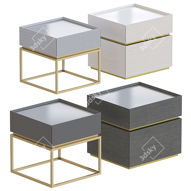 Sakhalin Bedside Tables in 4 Colors 3D model image 1