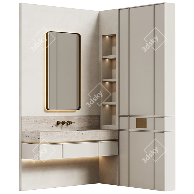 Modern Minimalist Bathroom Furniture 3D model image 3