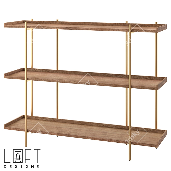 Industrial Wood Metal Storage Shelf 3D model image 1