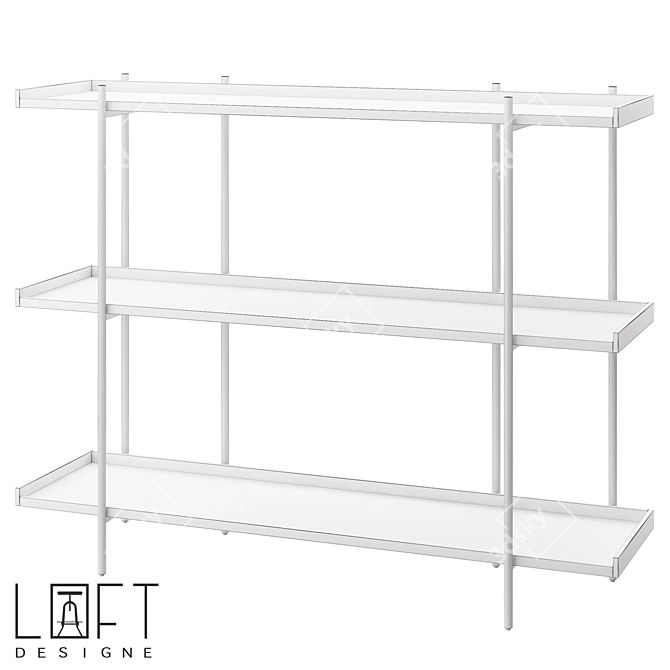 Industrial Wood Metal Storage Shelf 3D model image 2