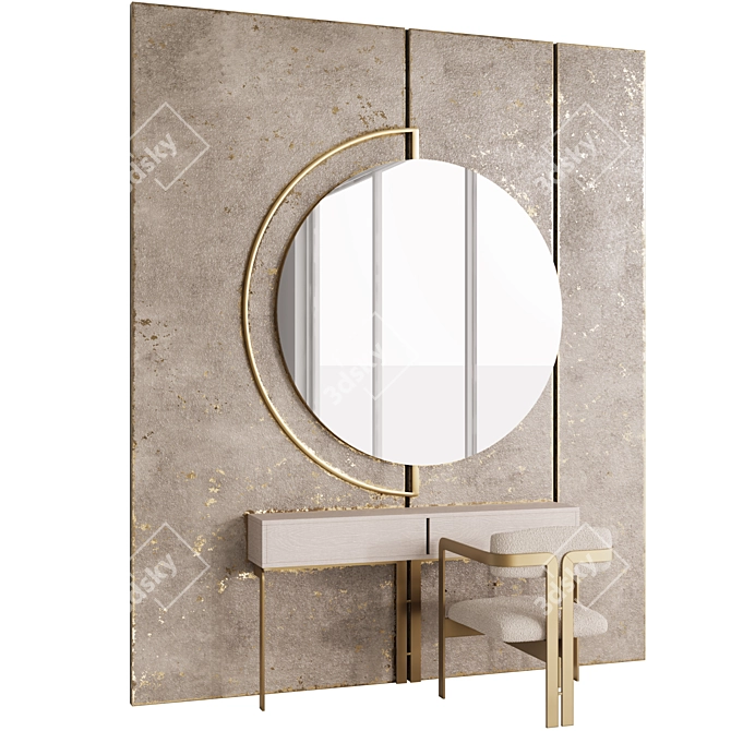 Modern Makeup Vanity with Unique Mirror 3D model image 1